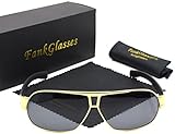 Fankglasses 偏光釣りとバイクと旅行のためのサングラス（ゴールデン・グレイ）