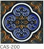 アンティーク デザインタイル 150角花 イスラム風（昭和レトロ）な磁器絵タイルです。<br> 壁、床（キッチン カウンター・テーブル・浴室）のＤＩＹリフォーム、 プランター作成にお勧めです。コースタ