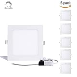 S&G® LED Ceiling Light, Dimmable Ultrathin Suqare LED Panel Light Fixture, 12W 850LM 4000K(Natural W
