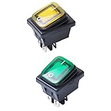 Dovewill 2点入り　12V 4ピン　2ポジション　オン/オフ　DPST　点灯ロッカースイッチ　自動車　電子パーツ　全6色 - グリーン+イエロー