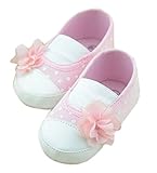 （ワボーズ） Waboats 赤ちゃん ベビー シューズ 可愛い ドット柄 フラワー飾り 柔らかい靴底　ファーストシューズ ズックシューズ　上履き　子供 靴　子供用歩行靴　出産お祝い ピンク 13