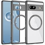 MuZiF Google Pixel 7a 用 ケース クリア メッキ加工 Magsafe対応 永久磁石 レンズ保護 TPU ソフトケース 薄くて軽い 人気 耐衝撃 携帯カバー スマホケース ピクセル 7a 6.1インチ クリアケース (Google Pixel 7A,ブラック