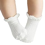 赤ちゃん　かわいい　柔らかい　コットン　漫画　秋冬　滑り止め　英字付き　靴下　ベビーソックス (ホワイト)