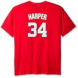MLB Washington Nationals Harper # 34メンズShort Sleeved Two Sided高密度名番号Tシャツ、4 x、レッド