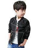 [FERE8890] ボーイズ ジャケット アウター 男の子 ファスナー 丸襟 ポケット ファッション 斜めポケット キッズ服 韓国スタイル ブラック 身長110CM