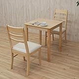 クリア塗装 ダイニングテーブルセット 60cm 2人掛け 木製 クッション meri60-3-kurosu360cn コンパクト クリアナチュラル色 3点セット 北欧風 シンプル キッチン ダイニング カフェ風 省スペース スリム 合成皮革