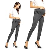 美脚定番 マタニティスキニーパンツ・ズボン らくちんパンツ レディースレギンス 妊娠ウェア 産前産後・授乳期 【グレー・M】