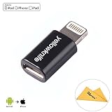 Yellowknife®Apple認証 microUSB to Lightning 変換アダプタ iPhone SE/6 / 6 Plus / 5S / 5C / 5, iPad Air / Air 2、iPad mini / mini 2 / mini 3、iPad 第4世代、iPod nano 第7世代、iPod touch 第5世代に対応　ブラック + OAprodaクロス付き