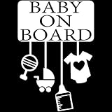 TREZ BABY ON BOARD マストアイテムセット 哺乳瓶 ベビーカー ガラガラ ベビー服 ロンパース ステッカー 【BABY IN CAR】 (ホワイト)