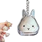 DEARING ペット 遺毛 ケース 透明 ペット【2025新型】 遺毛入れ 猫の毛 犬の毛 キーホルダー 宠物用品 保管するボトル かわいい ペットひげ・抜け毛収納 携帯 持ち歩き 犬 猫 小動物 メモリアルグッズ (ウサギ)