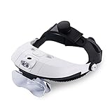 LED 付き ヘッド ルーペ メガネ タイプ 拡大鏡 選べる7タイプ（07. メガネ併用可 レンズ選択可能 デラックスタイプ）