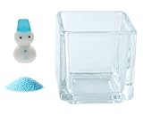 花市場直送便 ミニチュアガラス 雪ダルマ ライトブルー & カラーサンド スカイブルー & 植え込み用グラス ニューブロックS
