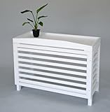 エアコン室外機カバー匠・よこ格子（色：ホワイト） ヒバ材・木製【大型対応】