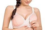 ドット柄 マタニティ 授乳 兼用 ブラ ハーフトップ フロントオープン 綿 ブラジャー (38, パステルピンク)