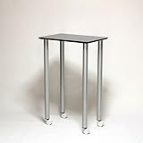 カウンターテーブル キャスター付 テーブル天板表面鏡面仕上げ 幅60×奥行き40×高さ93.5cm　ブラック色 シルバー脚