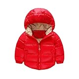 Candykidsカジュアル アウターウエア ベビー服 綿服ジャケット 綿入れコート ジャンパー子供服 上着 女の子 新生児 冬着 (90cm, レッド)
