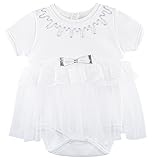 t.f.タフィータフィーBaby Girl新生児Glitter Lace Detail Short Sleeve Uniqueチュチュボディスーツ カラー: シルバー
