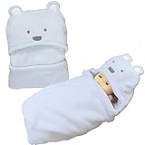 【Ani Mam Kids】かわいい クマさん ふんわり おくるみ 赤ちゃん ベビー やさしい タオルケット お祝いにも！ (ブルー)