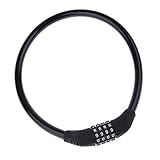 Lovoski バイクケーブルロック　　防盗防止　　スチール　　4パスワード　数字組み合わせロック　　モーターバイク　全4色 - ブラック