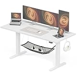 Acrolix 電動昇降デスク 昇降式テーブ スタンディングデスク 幅 140cm 耐荷重 80kg デスク下隠し収納 高さメモリー機能 静音 上下自動昇降 収納フック付き オフィス/テレワーク用 高さ調整可能【140×60×72-118cm】白天板