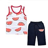 Cutelove 子供服 Tシャツ タンクトップ Tシャツ＆パンツ 上下セット スイカ柄 ショーツ 袖なし 男の子 ベビー 可愛い 夏
