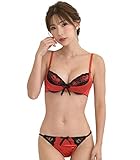 【Smile LaLa】 レディース ブラ ブラジャー ショーツ 上下 セット 勝負 下着 セクシー レース 女性 レッド C85
