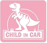 imoninn CHILD in car ステッカー　【マグネットタイプ】　No.71　ティラノサウルスさん　（ピンク色）