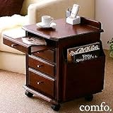 コンセントつき天然木ベッドサイドテーブル【comfo.】コンフォts-040106013ダークブラウン