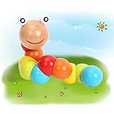 Wishtime くねくねいもむし 木製 虫型 にぎにぎ 動ける 面白い ベビー 知育 玩具