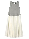 Angeliebe エンジェリーベ マタニティ ワンピース 授乳口 付 ニットソー × シフォン マキシ ワンピ 妊婦服 産前 産後 M ～ L グレー × オフ