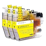 【稲妻トナー】LC3111Y インク イエロー 3本 互換 LC3111 インクカートリッジ LC3111-4PK 4色セット【純正品併用/大容量タイプ/残量表示/個包装】対応機種: MFC-J738DN/DWN J998DN/DWN DCP-J572N/J577N/J582N/J973N/J978N/J982N MFC-J893N/J898N/J903N/J987Nインク