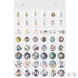 MuGaoDee 缶バッジ収納ファイル 壁掛け ウォールポケット 48枚収納 大容量 缶バッジ アクリルキーホルダー ラバーストラップ 缶バッジディスプレイ 省スペース 推し活 32mm/44mm/57mm/65mm/75mm 収納(缶バッジ収納)