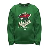 NHLミネソタワイルド長袖フリースクルーネックトップ、ミディアム、ダークグリーン