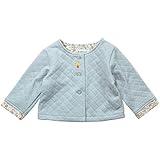 《秋冬春対応》(日本製) Pample Mousse(パンプルムース) ステッチ柄ニットキルトカーディガン 90cm/GY NO.DP-73256