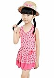 Piulou 女児水着 子供 水着 水着 キッズ 女の子 ワンピース みずぎ ミズギ 子供水着 セパレート2点セット レッド
