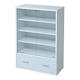 JKプラン 6BOXシリーズ 引き出し付きガラスキャビネット 本棚にもなるリビング収納ラック 幅60cm ホワイト fr-050-wh