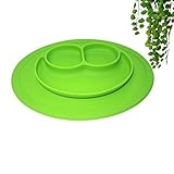 Kukeベビー食器ハッピーマットランチ皿　子供用　シリコンミニマット　キッズ食事マット　ベビー テーブルマット　離乳食　撥水 丸洗い 滑り止め　グリーン