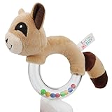 JIOLK ラトル 赤ちゃん 透明エプロン ガラガラ おもちゃ 動物 かわいい 新生児 プレゼント 出産祝い