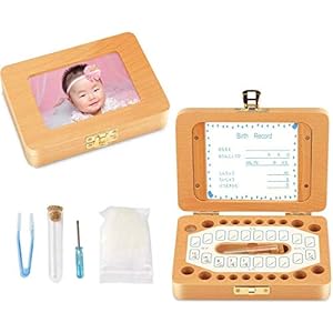 乳歯ケース 乳歯入れ 赤ちゃん用 乳歯ボックス 記念 木製 写真入れ可能 1年保証 名前と抜けた日シール付き 乾燥用綿付…