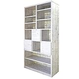 100書棚 ラッキー 25/1 (WH) 書棚 本棚 ブックシェルフ CDラック CD棚 aaaa02260 DVDラック DVD棚 コレクションラック タンス 幅100cm 日本製 完成品 カラー 白 (アンティークホワイト)