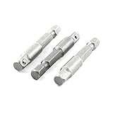 uxcell　六角ドリルビット　六角パワードリルビットソケット　アダプタ　グレー　クロームスチール制　3本入り