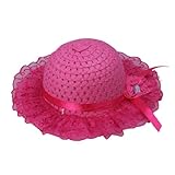 (ビグッド)Bigood 可愛い 麦わら帽子 子供用ハット キッズ 帽子 レース ペーパーハットサンバイザー子供 つば広帽 ボーラーハットアウトドア お出かけに ローズ