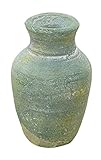 azi-azi ハンドメイド 小さなテラコッタ ミニチュア壷 C 花瓶 グリーン AT-159