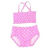 ラッフルバッツ Ruffled Swimwear スイムウエア Hot Pink Heart Ruched Bikini ホットピンクハートシャーリング 水着 キッズ [並行輸入品]