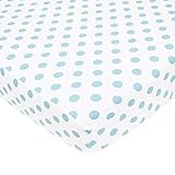 TL Care 100% Cotton Percale Fitted Crib Sheet, White with Blue Dot by TL Care [並行輸入品]