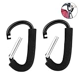 Pretty See　ベビーカークリップ　ベビーカーフック　アルミ合金　荷物フック　多用途フック　携帯便利　ショッピングバッグ　小銭入れ用　フックハンガー　2本セット　ブラック