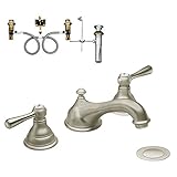 Moen KLKI-D-T6105BN Kingsley Two-Handle Low-Arc Lavatory Faucet, Brushed Nickel [並行輸入品]
