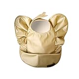 (サクタネ)SAKUTANEベビー キッズ ニシキ 長袖食事用 長袖エプロン 防水 全身防水 汚れ落ちやすい ポケット付き スタイ 食べこぼしポケット付 かわいい マジックテープ フリル 袖フリル ド