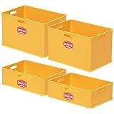 サンカ BROOKLYN ST シリーズ ボックス 完成品 Mサイズ2個+Lサイズ2個 スタッキング イエロー BKBX-M2+L2YE