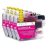 【稲妻トナー】LC3111M インク マゼンタ 4本 互換 LC3111 インクカートリッジ LC3111-4PK 4色セット【純正品併用/大容量タイプ/残量表示/個包装】対応機種: MFC-J738DN/DWN J998DN/DWN DCP-J572N/J577N/J582N/J973N/J978N/J982N MFC-J893N/J898N/J903N/J987Nインク